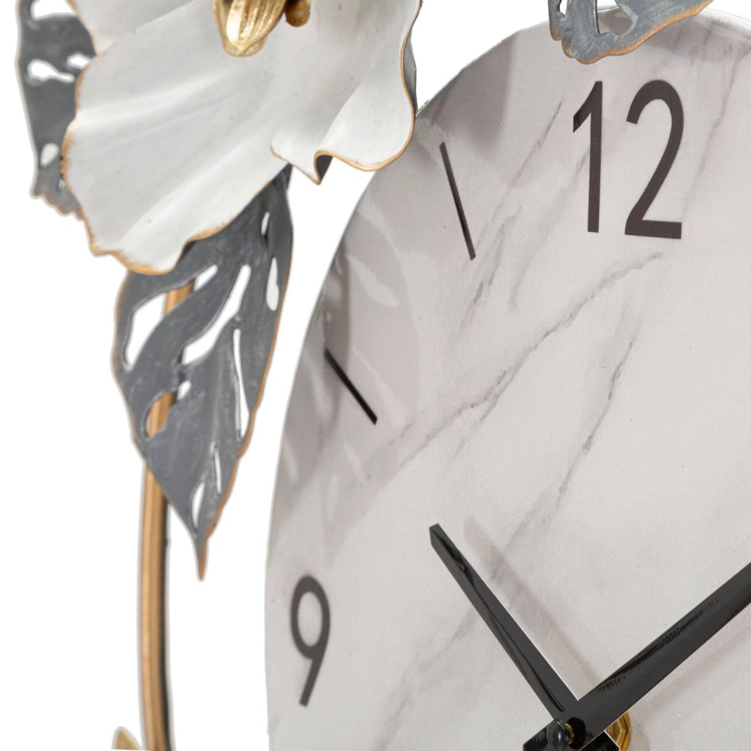 Orologio da Parete Flowers 64x64 cm con Fiori e Foglie Decorativi