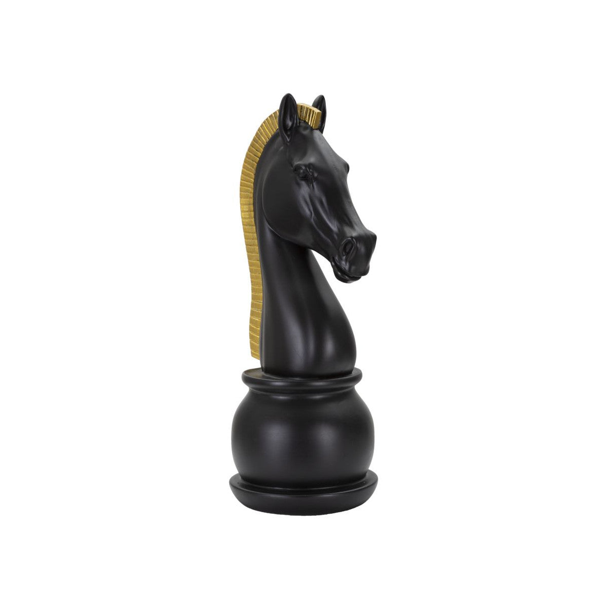 Statuetta Decorativa Cavallo Scacchi Oro e Nero Ø18,5 x H50 cm