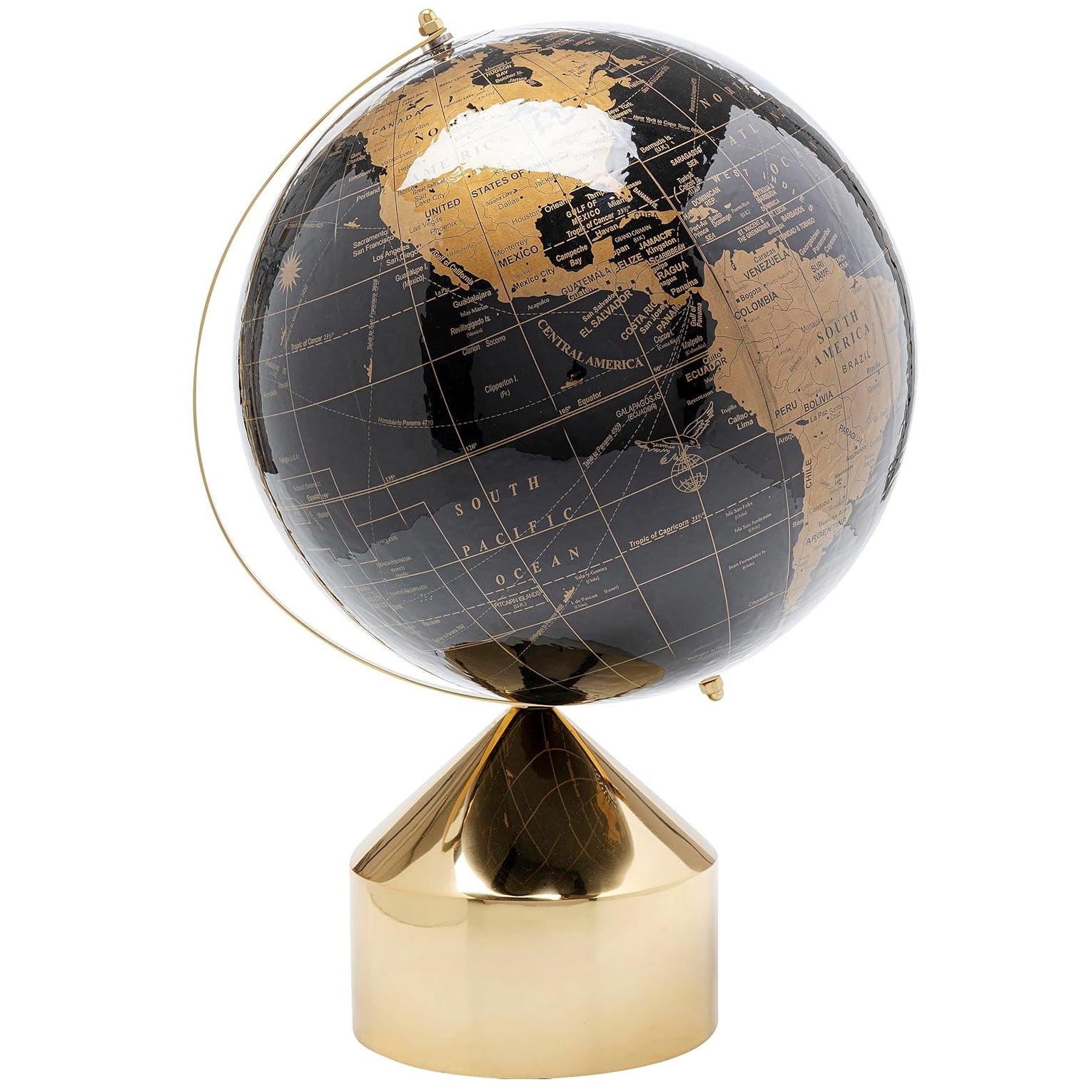 Oggetto decorativo Mappamondo Globe Top Nero e Oro con Base Elegante