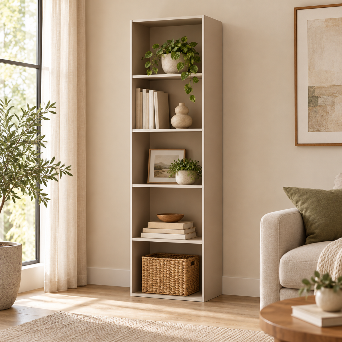 Libreria 4 Ripiani Colonna 50x22,8x157,4 cm Design Moderno 4 Colori