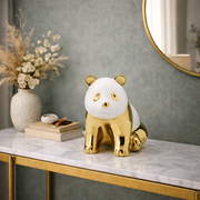 Statuetta Decorativa Panda Sitting 18cm Colore Oro e Bianco