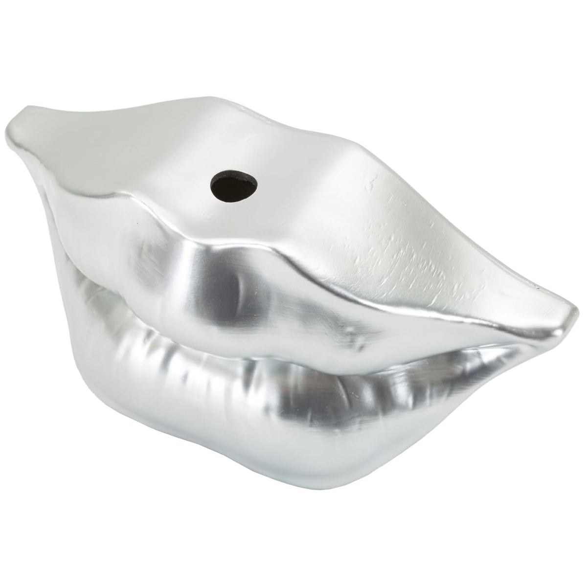 Vaso Decorativo Labbra Mouth Lip Argento in Resina 23 x 8 x H12 cm