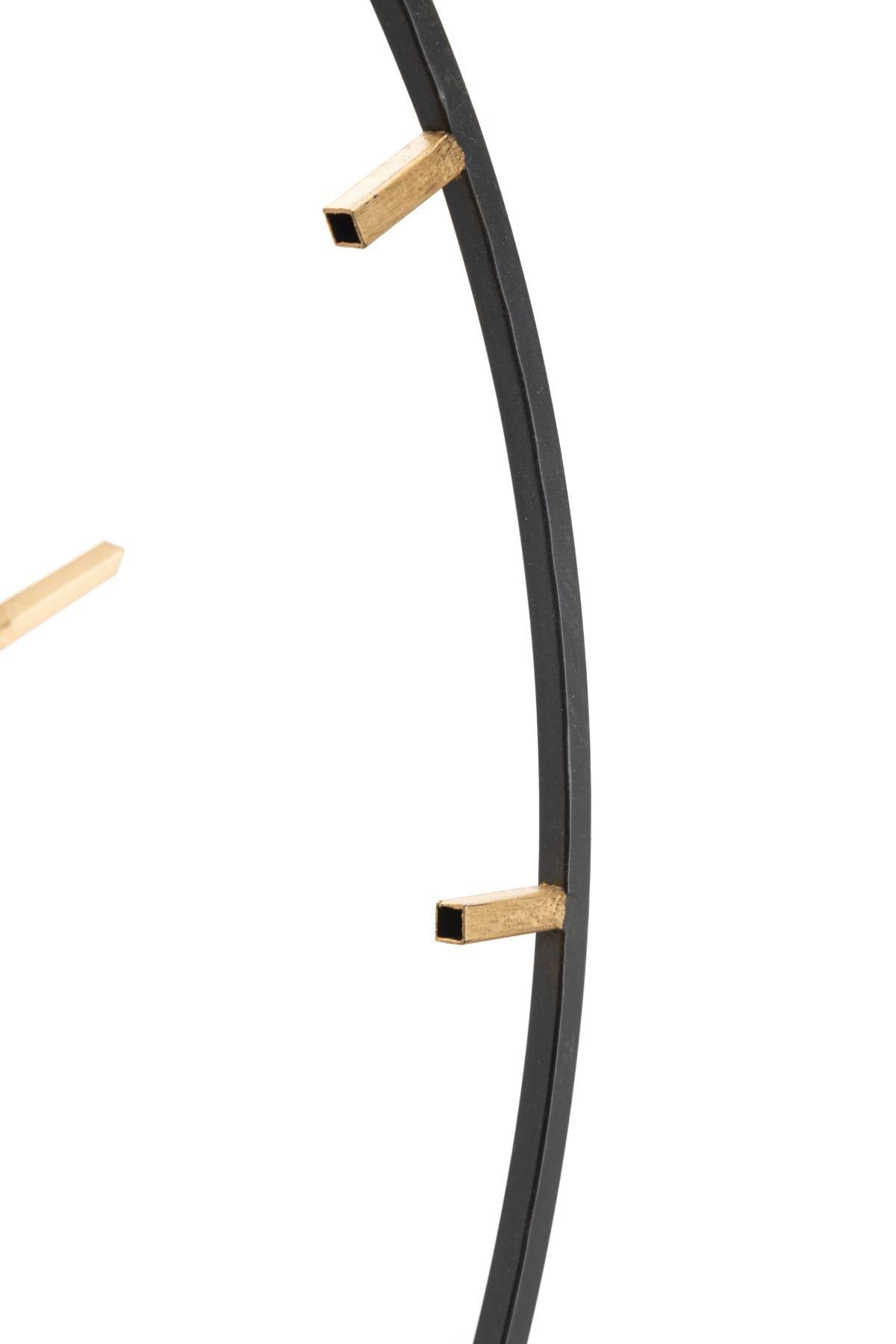 Orologio da Parete Goldy Nero e Oro in Metallo Ø60 cm Design Minimal
