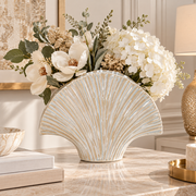 Vaso Decorativo Perly Perlato 27x8x19 cm Design a Ventaglio Elegante