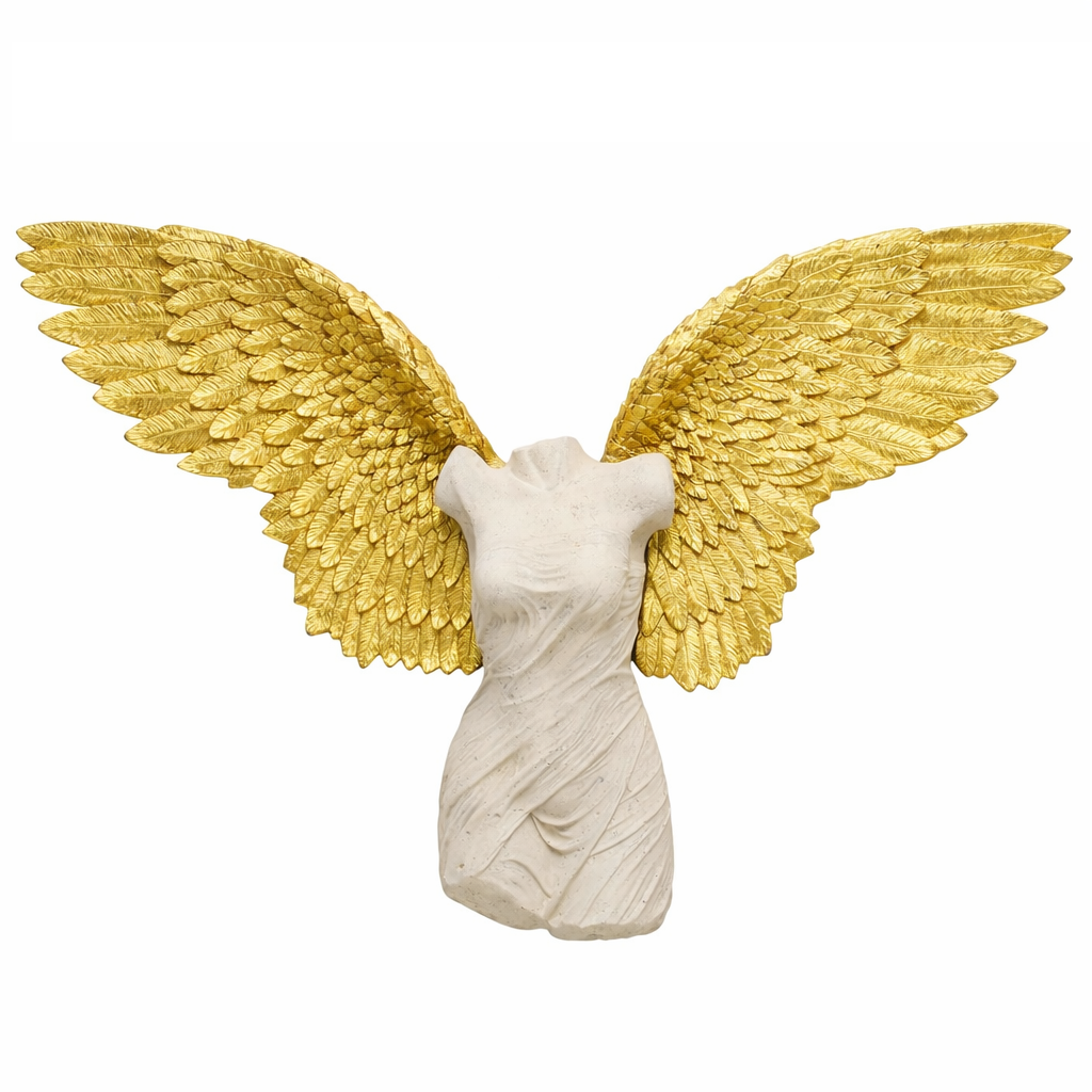 Scultura Decorazione Da Parete Angelo Femminile Guardian Angel Female 124x71 cm