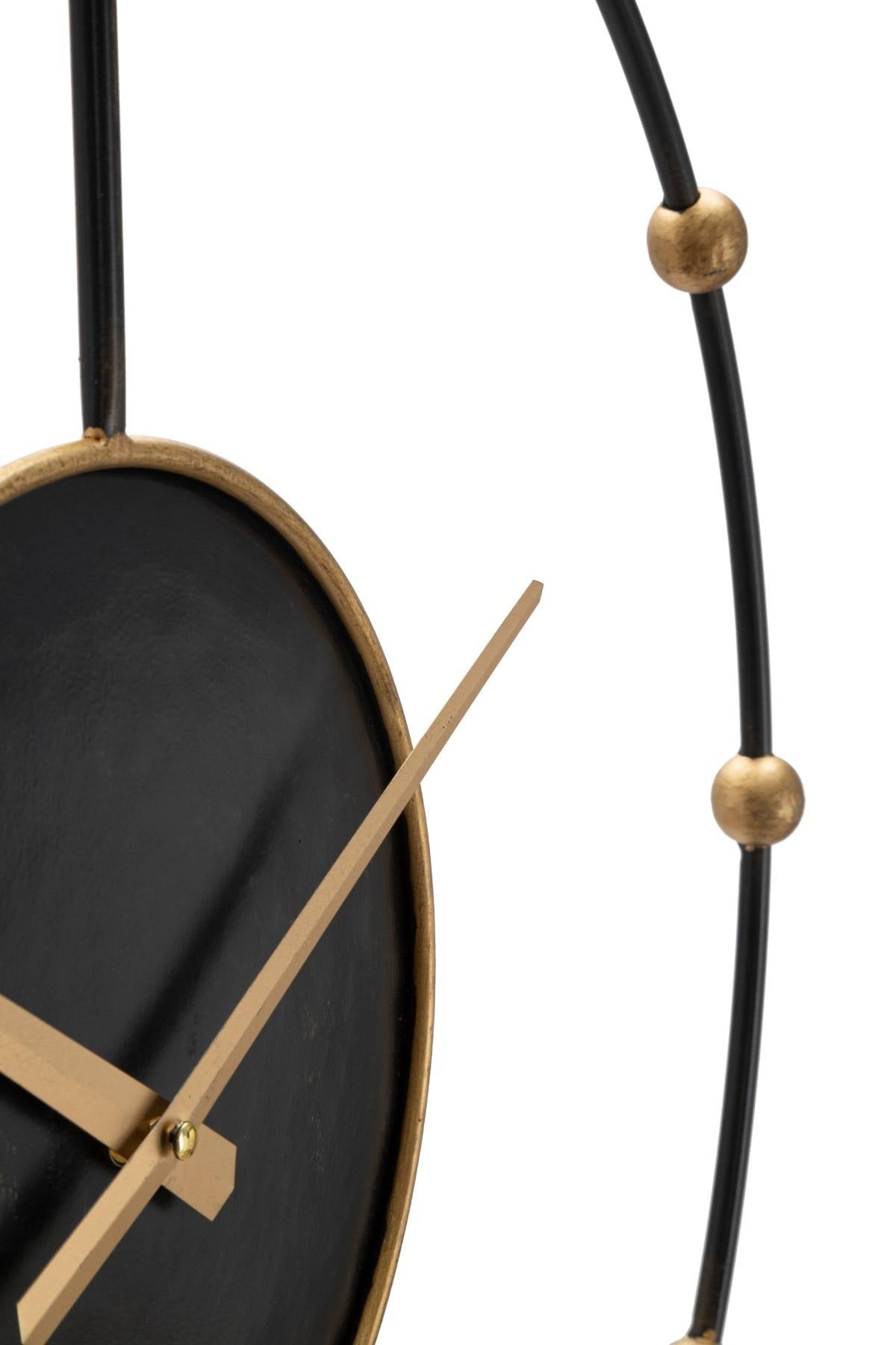 Orologio da Parete Pearl Nero e Oro in Metallo Ø61 cm Design Moderno