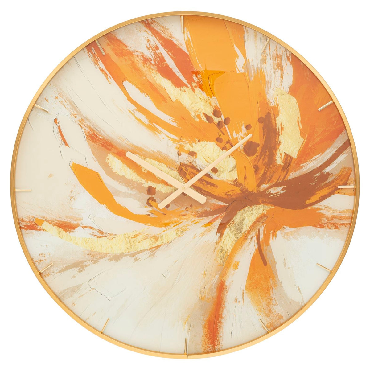 Orologio da Parete Glass Toply Ø60 cm con Cornice Dorata e Quadrante Artistico