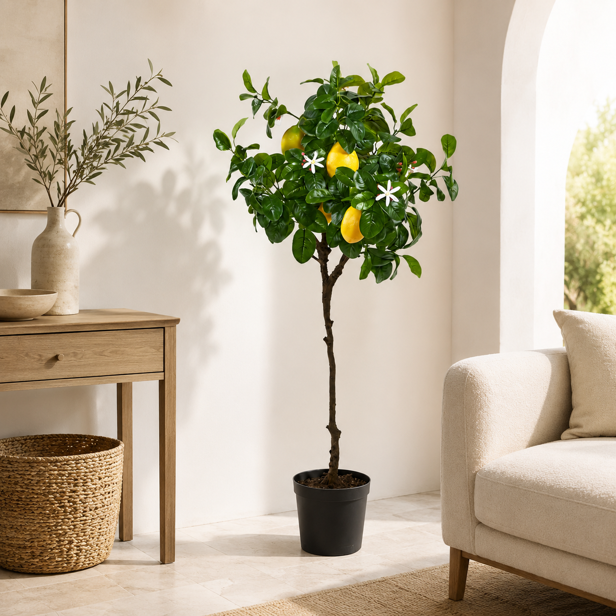 Pianta Artificiale di Limoni Duke con Vaso H 102 cm