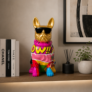 Statuetta Decorativa Graffiti Dog 49 cm Multicolore con Finitura Oro