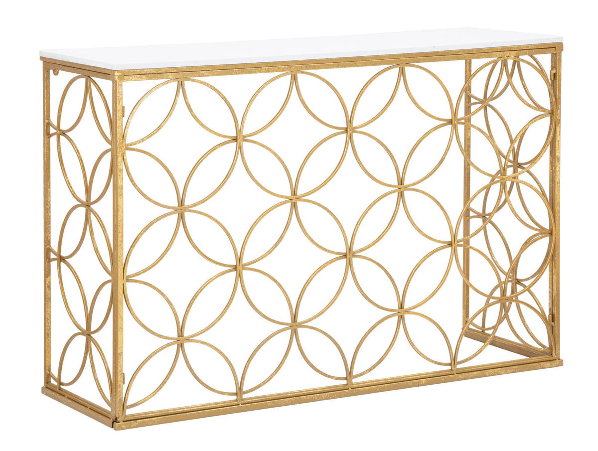 Console Star in Metallo Oro e Marmo Bianco 120 x 40 x H80 cm