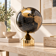 Oggetto decorativo Mappamondo Globe Top Nero e Oro con Base Elegante