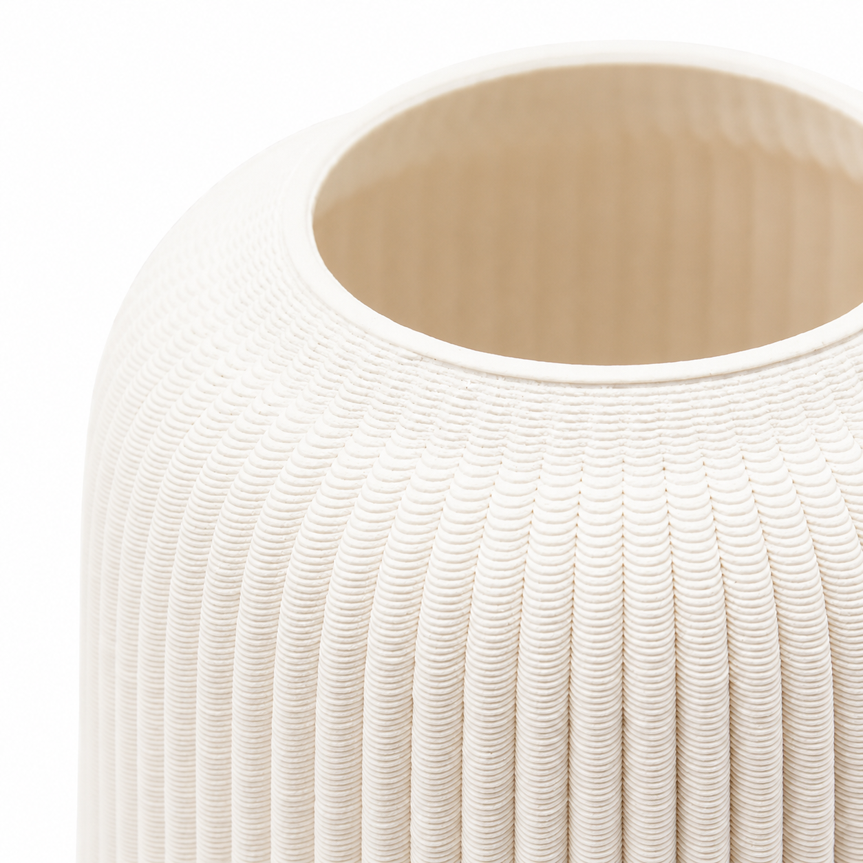 Vaso Decorativo 3D Geometrie in Ceramica Bianco Opaco H 35 cm Ø 17 cm