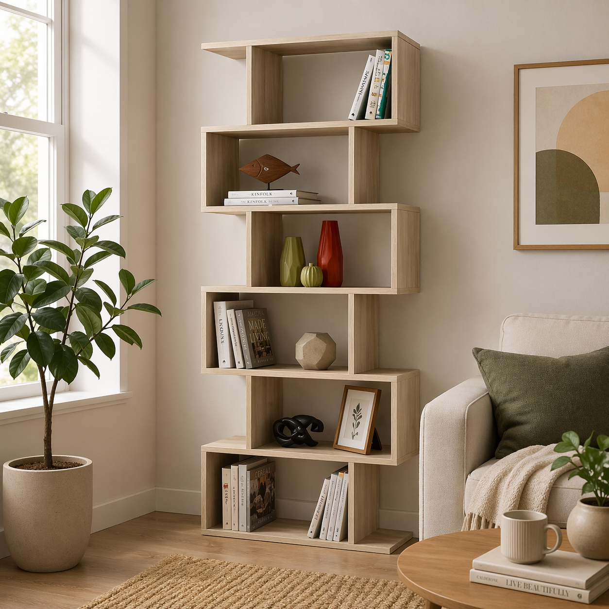 Libreria Athena Design 80x25xH192 cm Rovere Canadian