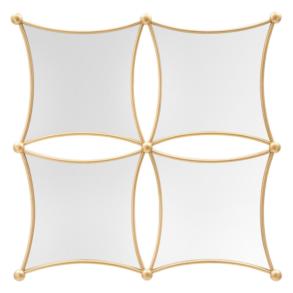Specchio da Parete Jalo 68x68 cm Oro con 4 Specchi Geometrici