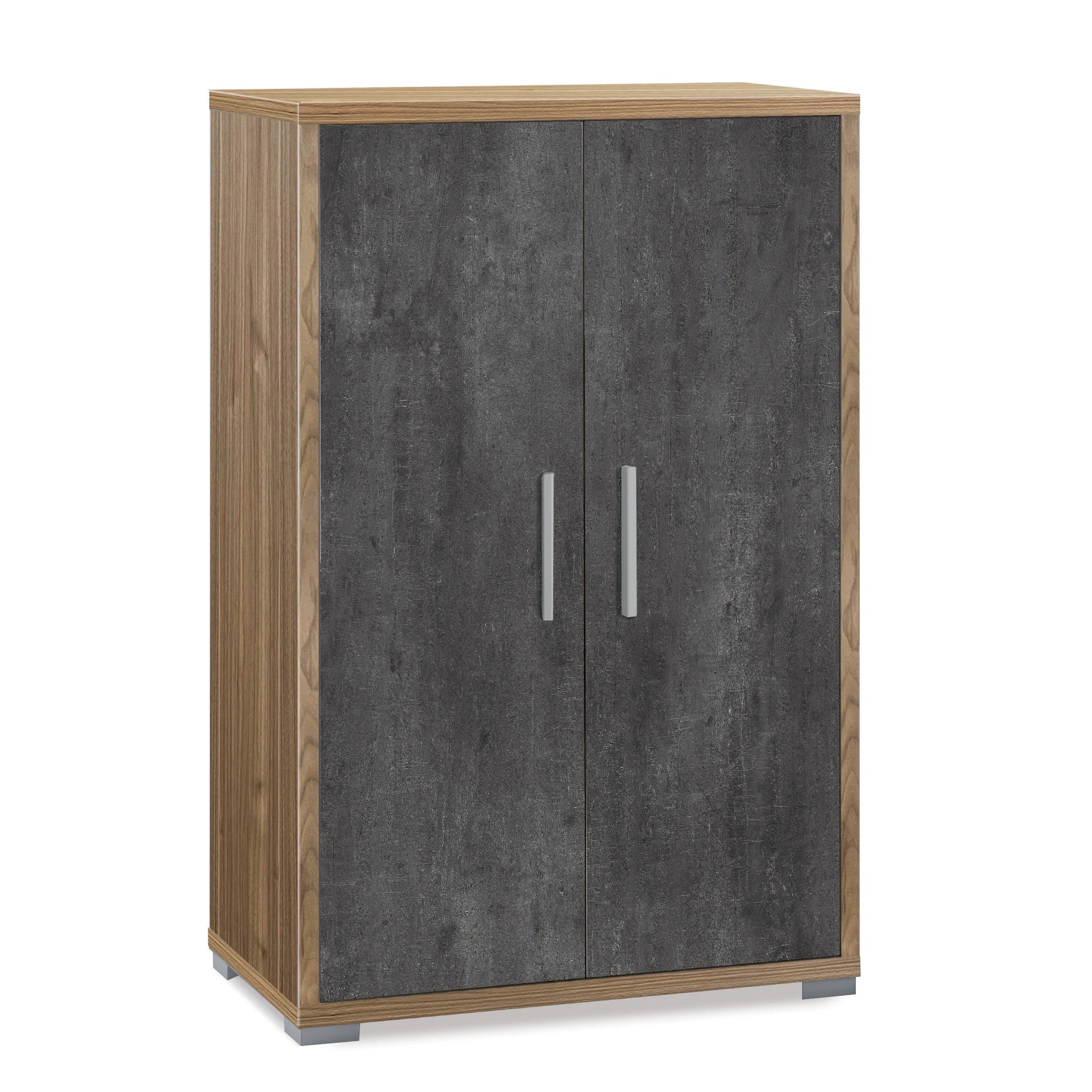 Mobile Ufficio Double 2 Ante 110x71 cm Noce Stelvio / Ossido Nero