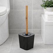 Portascopino WC Nero in Plastica e Bamboo Linea Bamboo