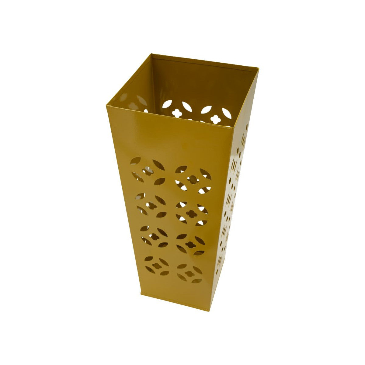 Portaombrelli Fit 20x20x48 cm in Metallo Senape con Motivi Traforati