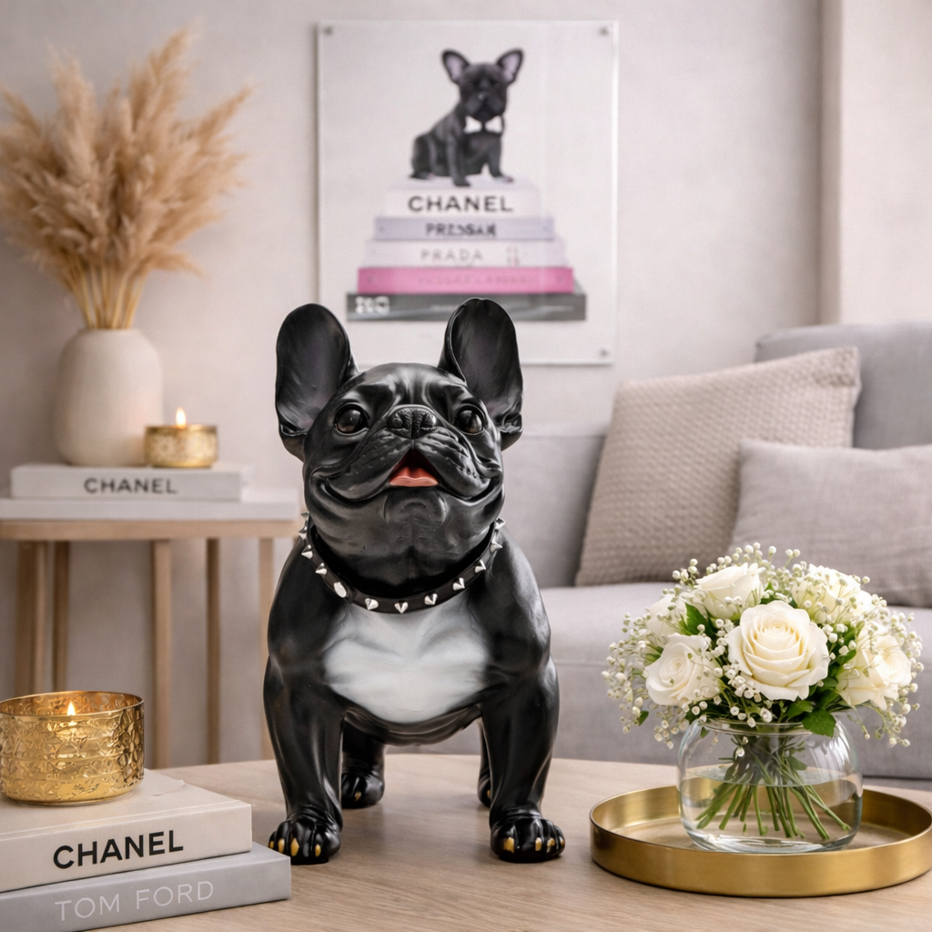 Statuetta Figura Decorativa Cane Bulldog Gangster Dog Scultura Pop in Resina