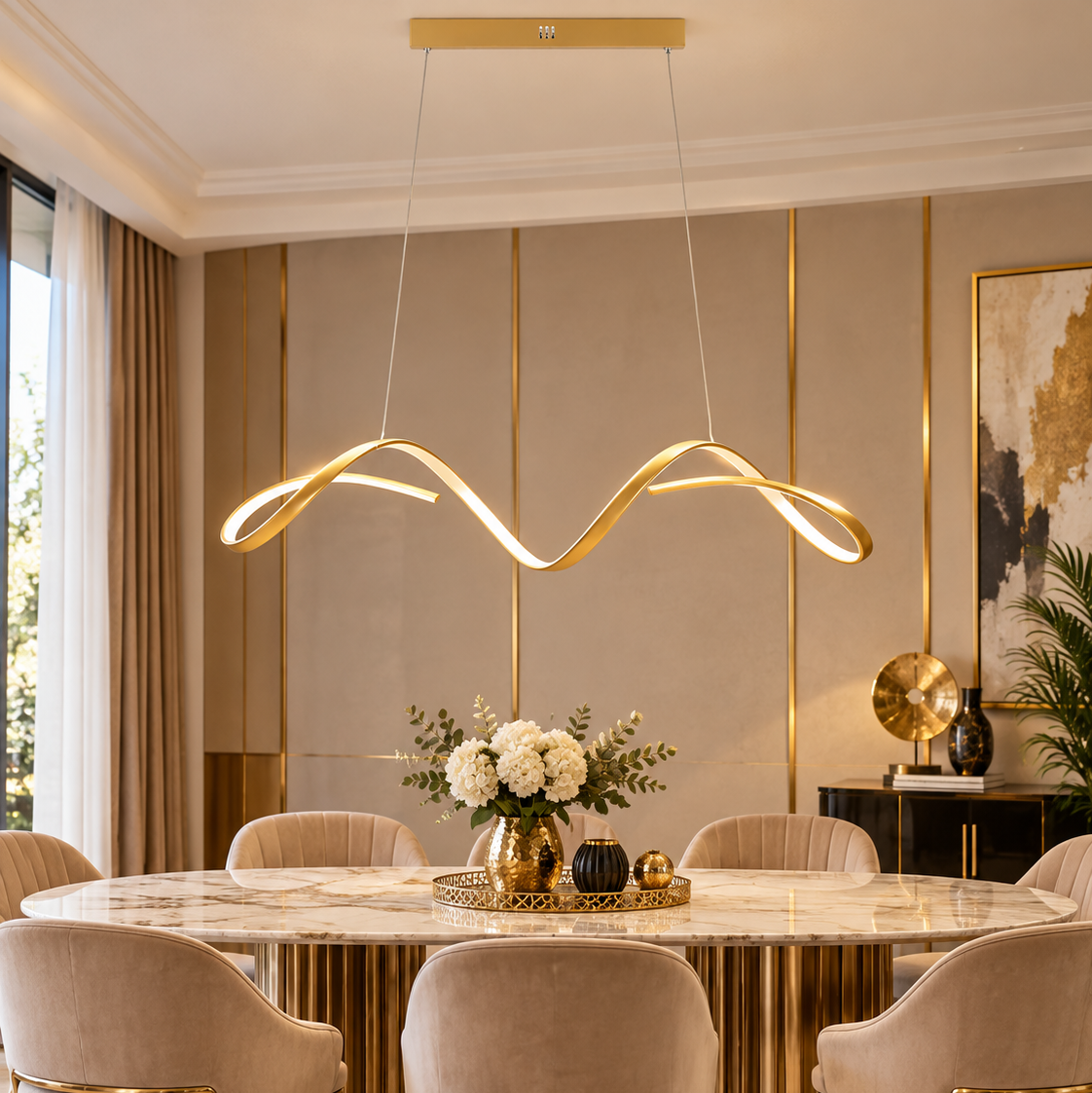 Lampadario LED Uter Oro 80x20x120 cm 3 Temperature di Colore