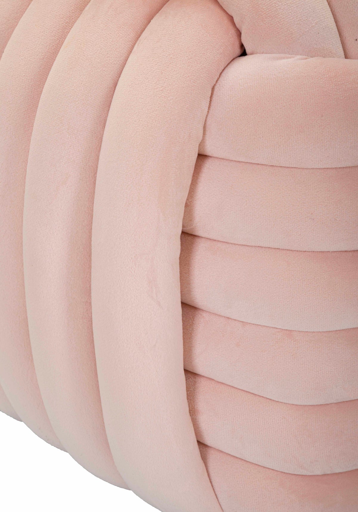 Pouf Annodato in Velluto Rosa 45 x 45 cm Seduta Decorativa Morbida