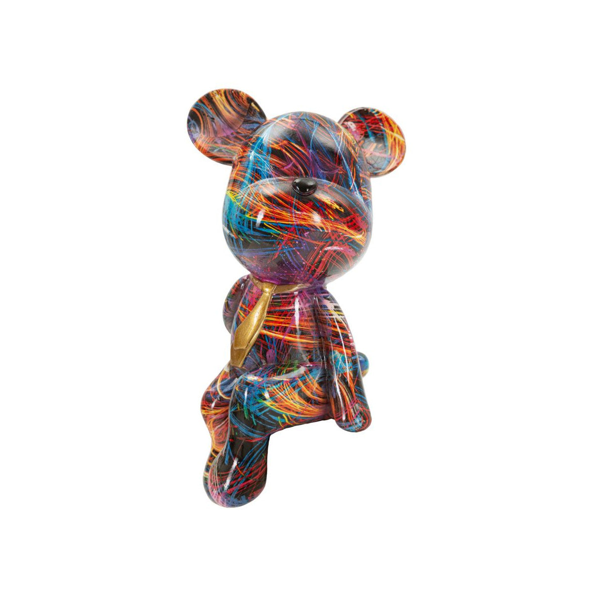 Scultura Orsetto Psyco Multicolore 23,5 cm in Resina 10,5x12x23,5cm