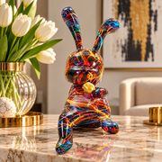 Scultura Decorativa Coniglietto Psyco B Multicolore 21,5x10x22 cm in Resina