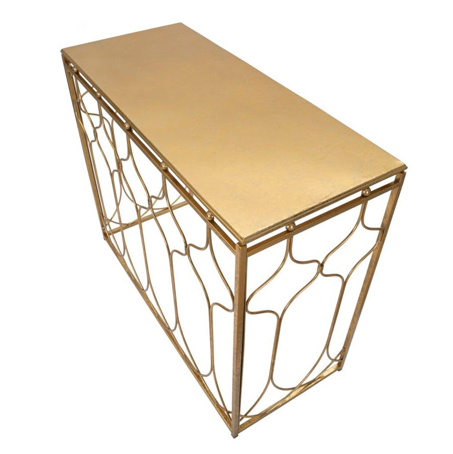 Consolle Arab Oro 96,5x41x78 cm Console in Metallo Dorato con Design Arabeggiante