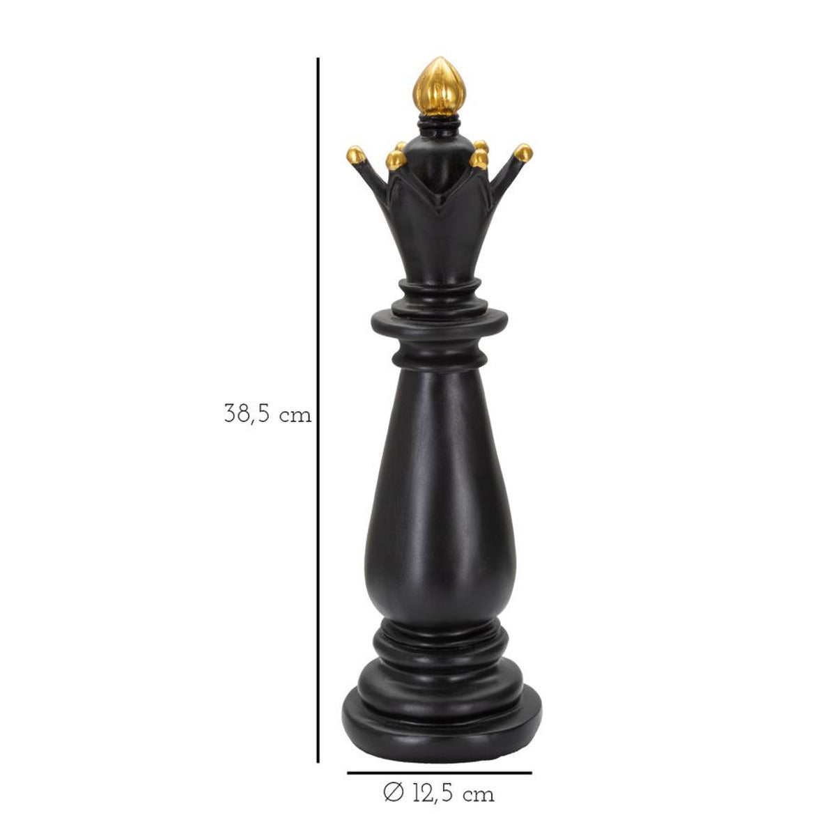 Statuetta Decorativa Alfiere Scacchi Nero e Oro Ø12,5 x H38,5 cm