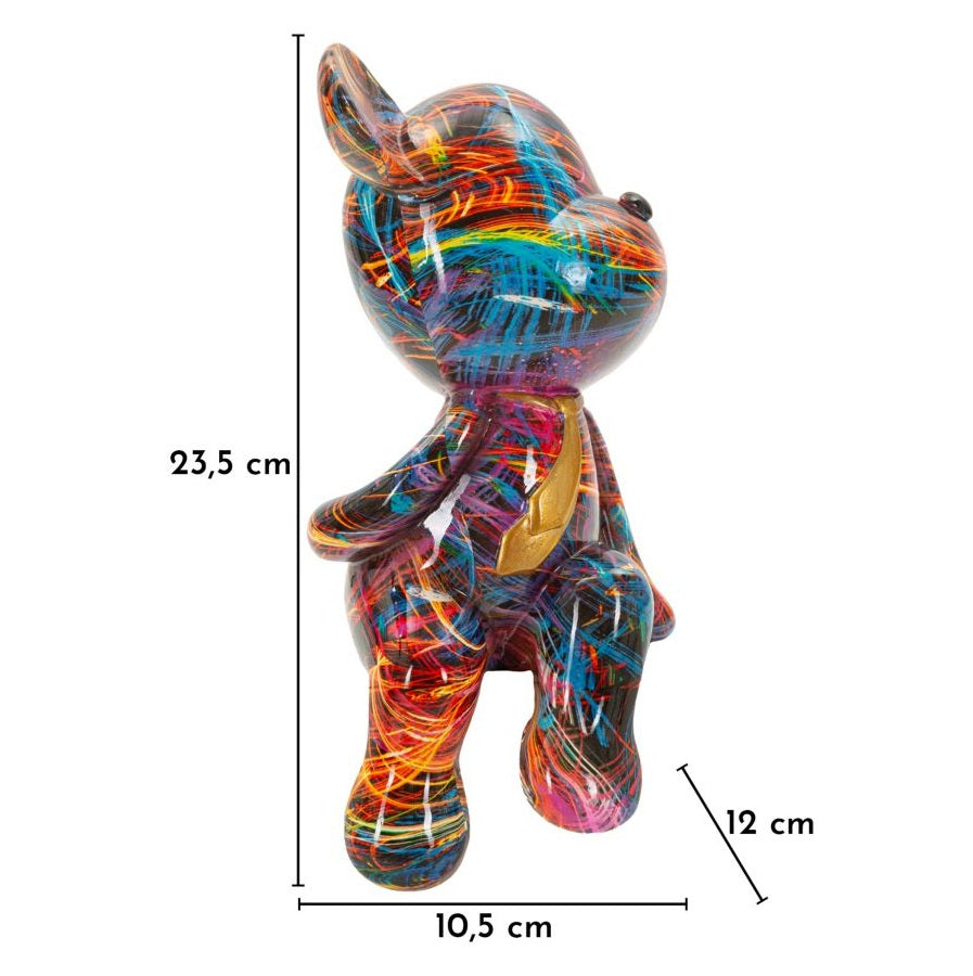 Scultura Orsetto Psyco Multicolore 23,5 cm in Resina 10,5x12x23,5cm