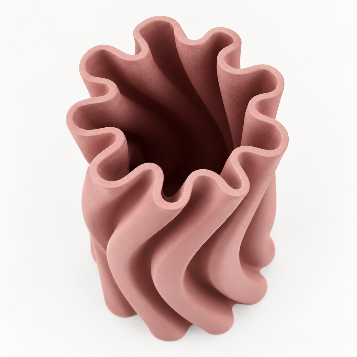 Vaso Design in Ceramica 3D Haylee Color Terracotta Stile Moderno