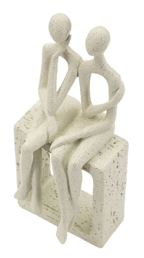 Statuetta Coppia Stons Beige 11,5x9x25 cm in Poliresina