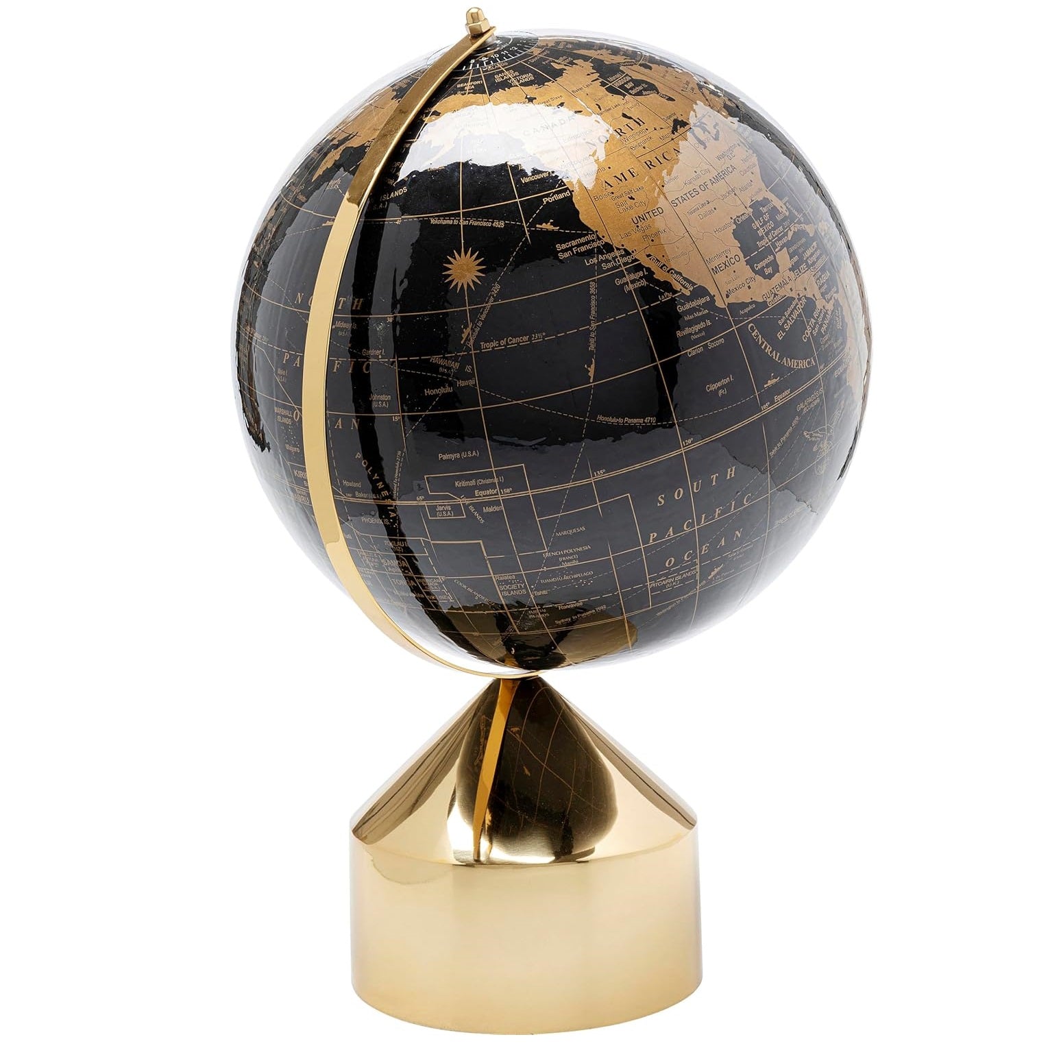 Oggetto decorativo Mappamondo Globe Top Nero e Oro con Base Elegante