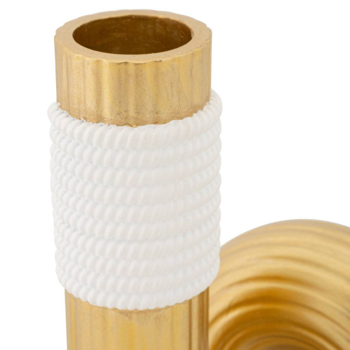 Vaso Decorativo Bann in Resina Oro e Bianco 10,7 x 18,3 cm dal Design Sinuoso