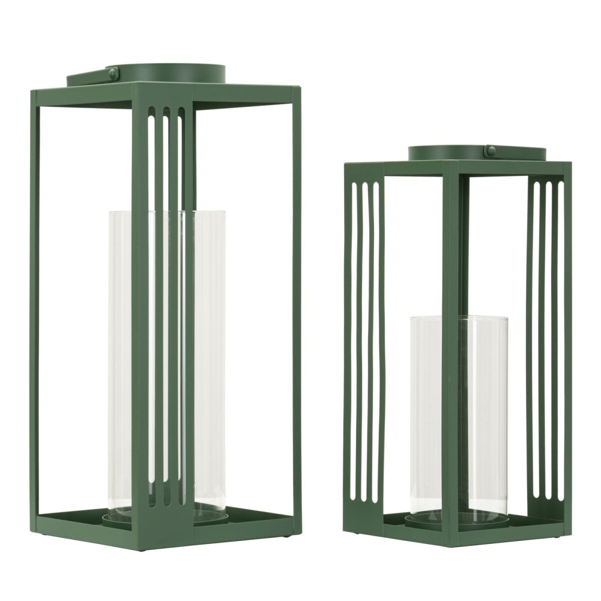 LANTERNE LINEE COPPIA CM 18,3X18,3X43,5-15X15X36,5 (VETRO TEMPERATO)
