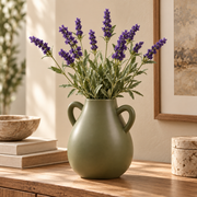 Vaso in ceramica con manici colore verde 20x17x22 cm