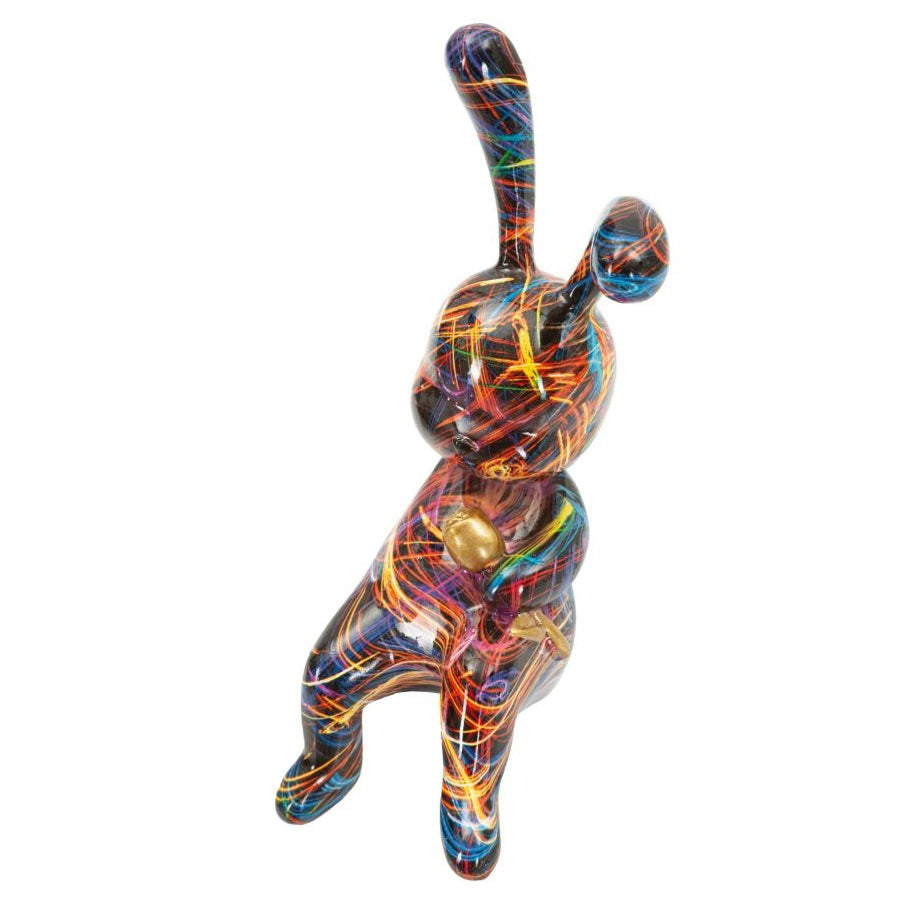 Scultura Decorativa Coniglietto Psyco B Multicolore 21,5x10x22 cm in Resina