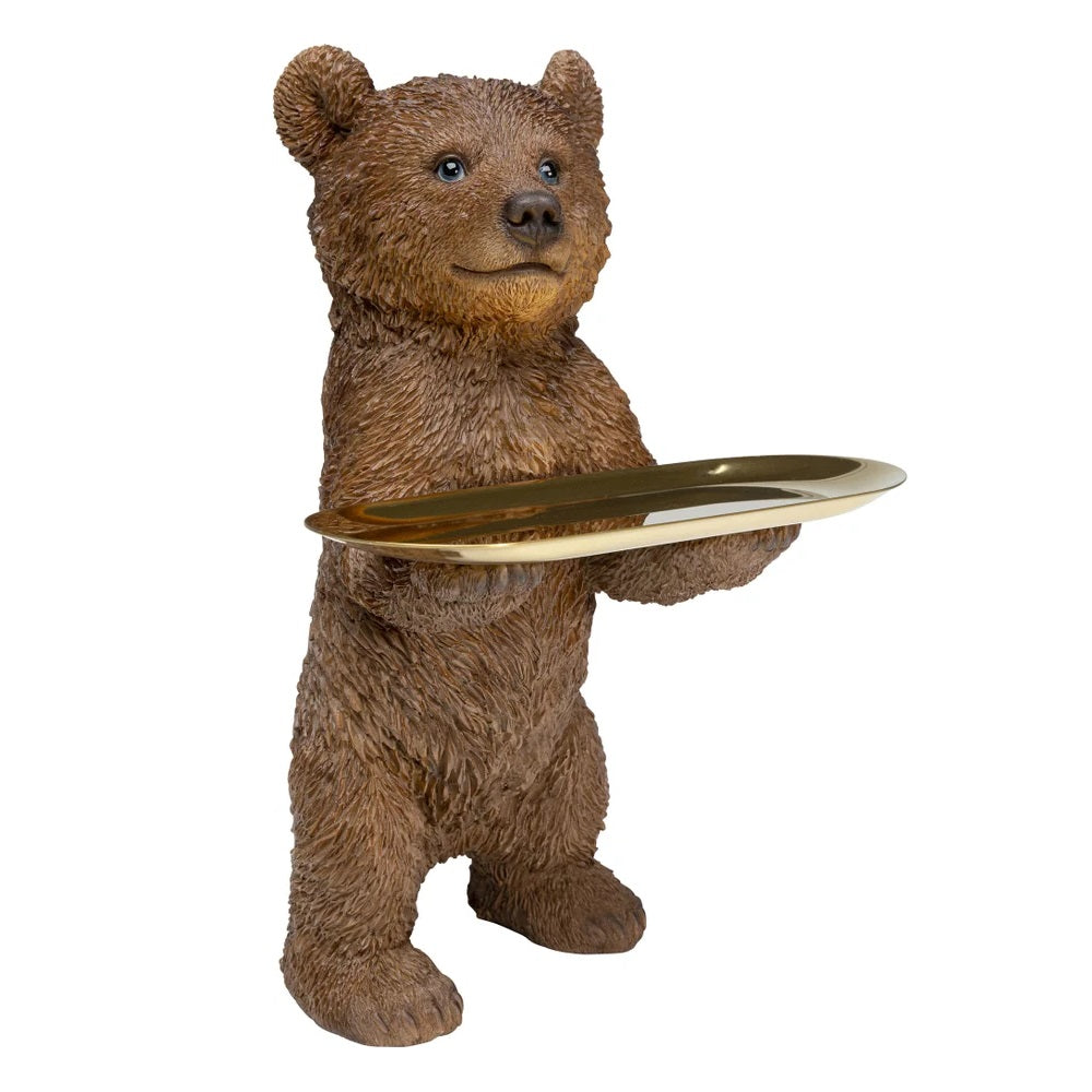 Statuetta Decorativa Orsetto Con Vassoio Butler Standing Bear H. 35 cm