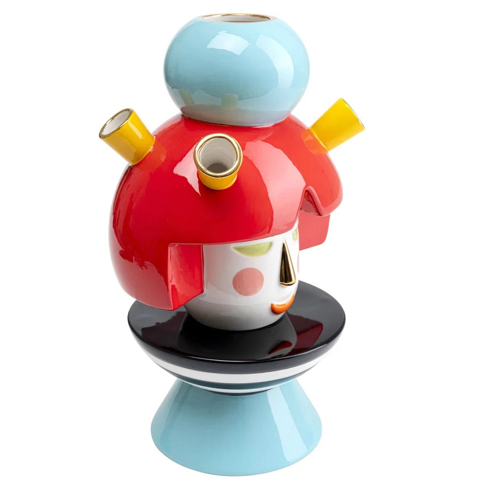 Vaso Decorativo Volto Puppet Girl 36cm Pop Multicolore