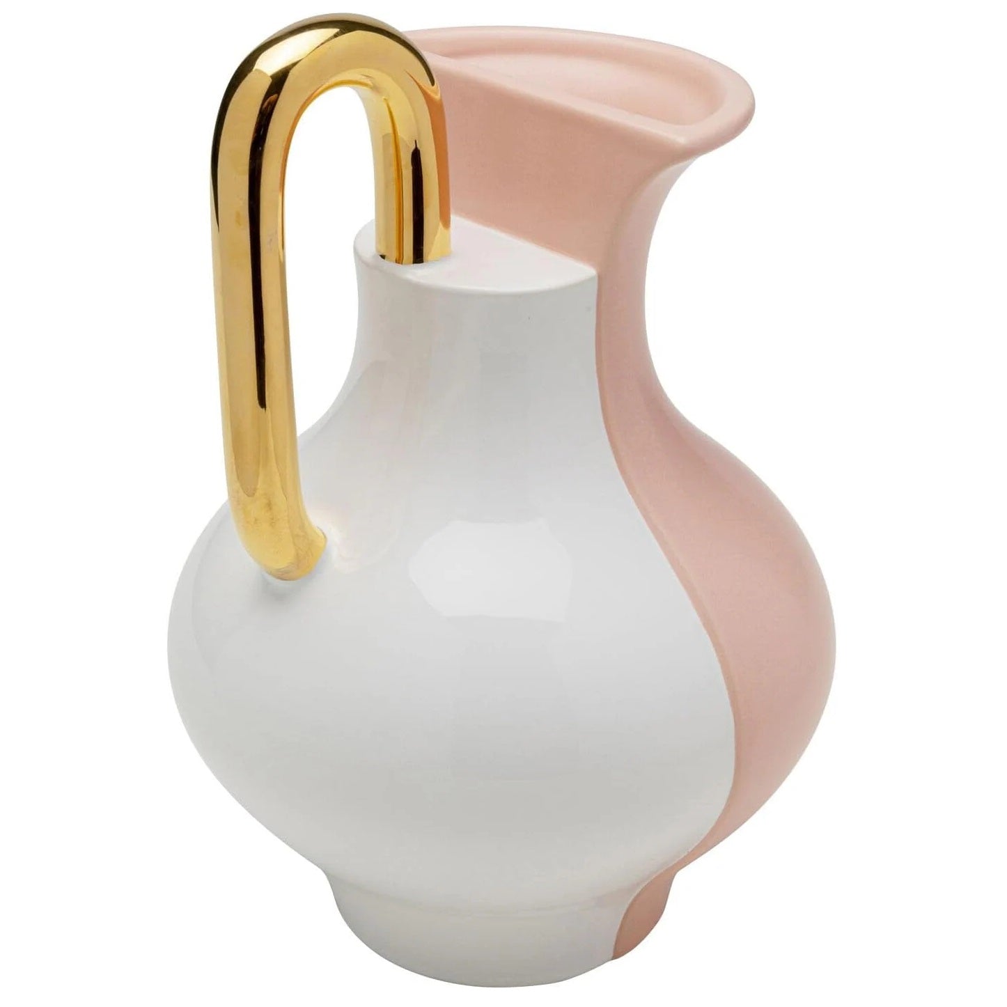 Vaso Decorativo Stage Bicolore Rosa e Bianco con Manico Oro 18cm