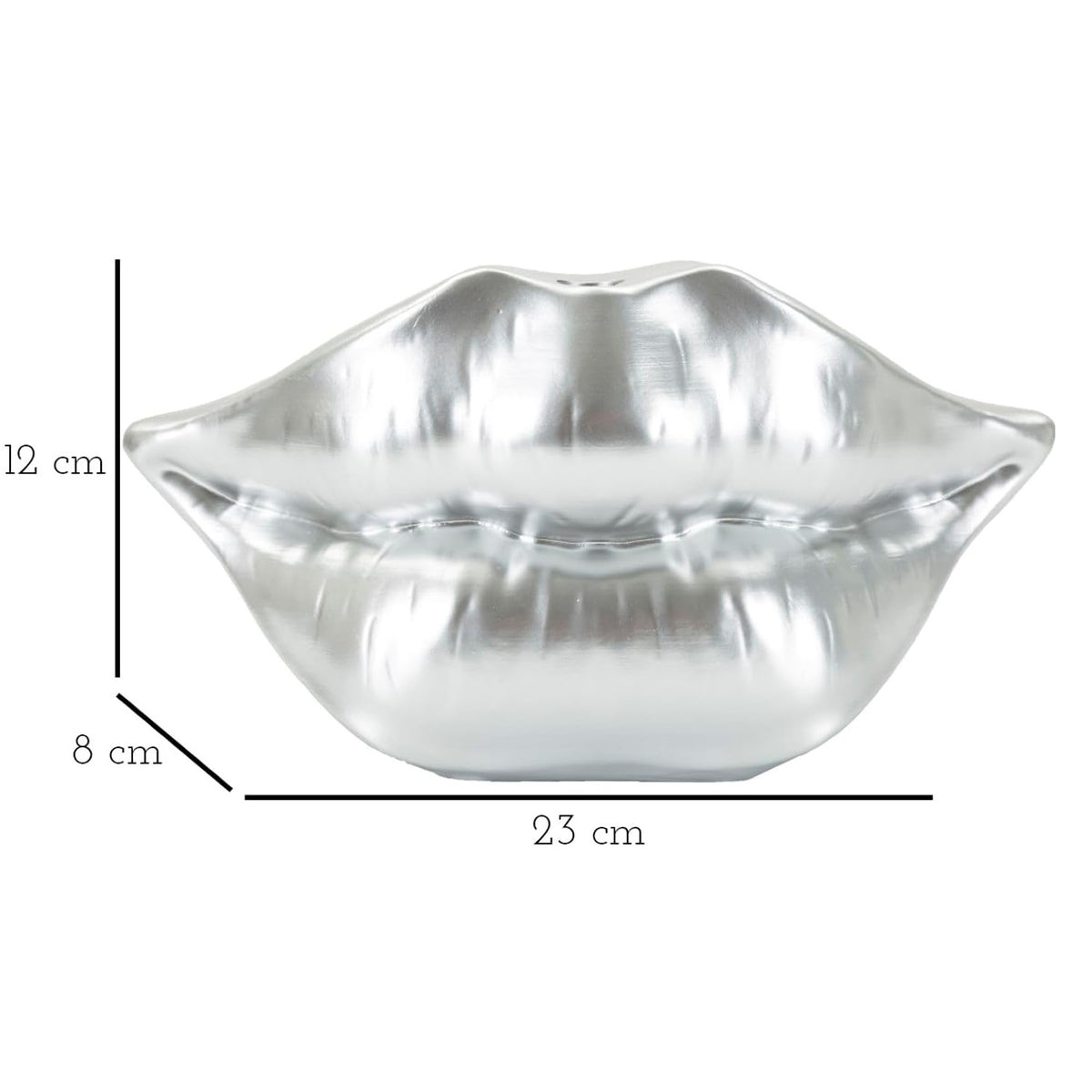 Vaso Decorativo Labbra Mouth Lip Argento in Resina 23 x 8 x H12 cm