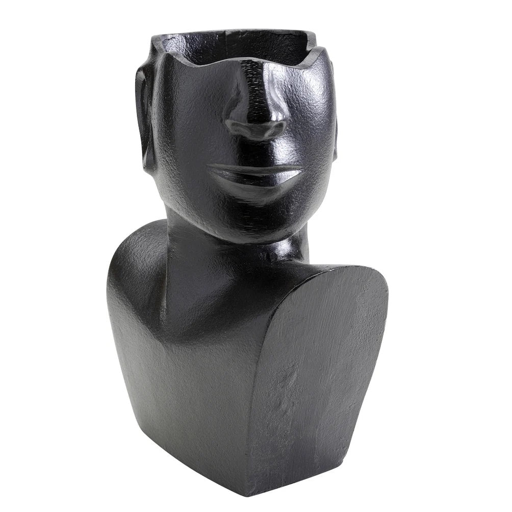 Vaso Decorativo Design Scultura Volto Nero Rostro Side H 27cm