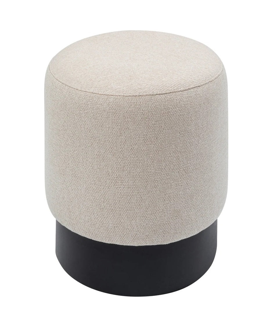 Sgabello Pouf Decorativo Cherry Crema in Tessuto Base Nera Ø36cm
