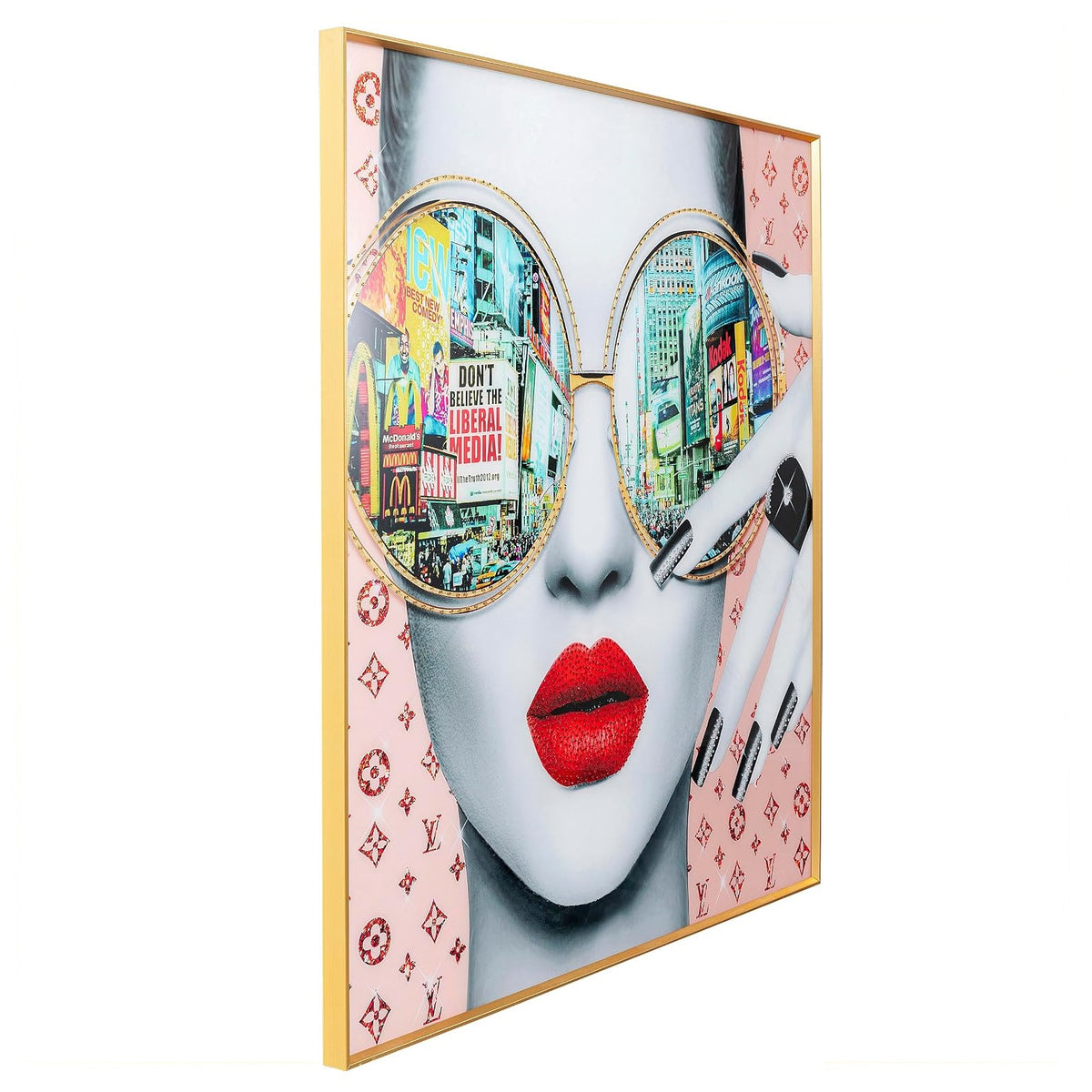 Quadro Decorativo Times Square View con Cornice Oro 50x50 cm