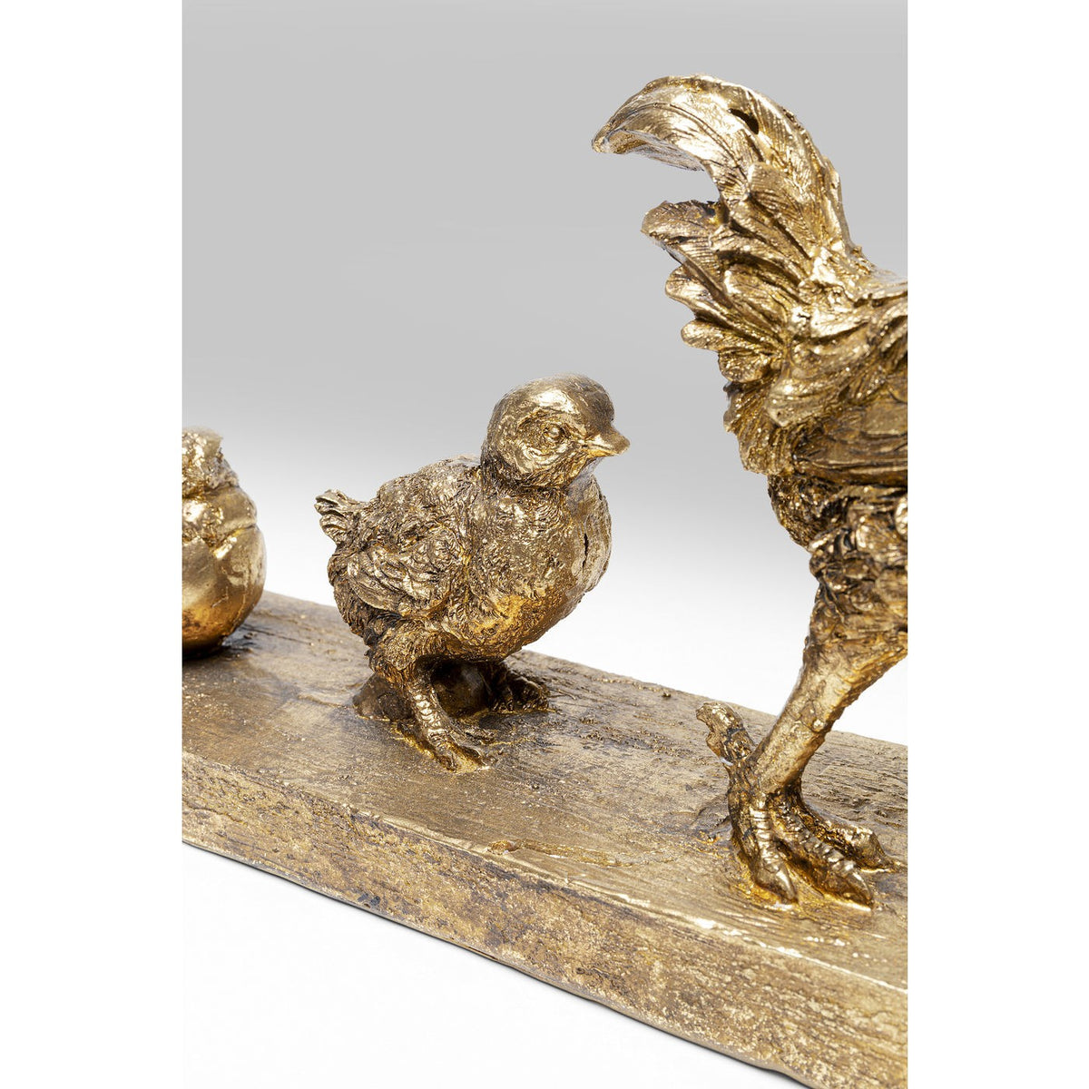 Scultura Oggetto Decorativo Famiglia di Galli Chicken Evolution Oro in Resina