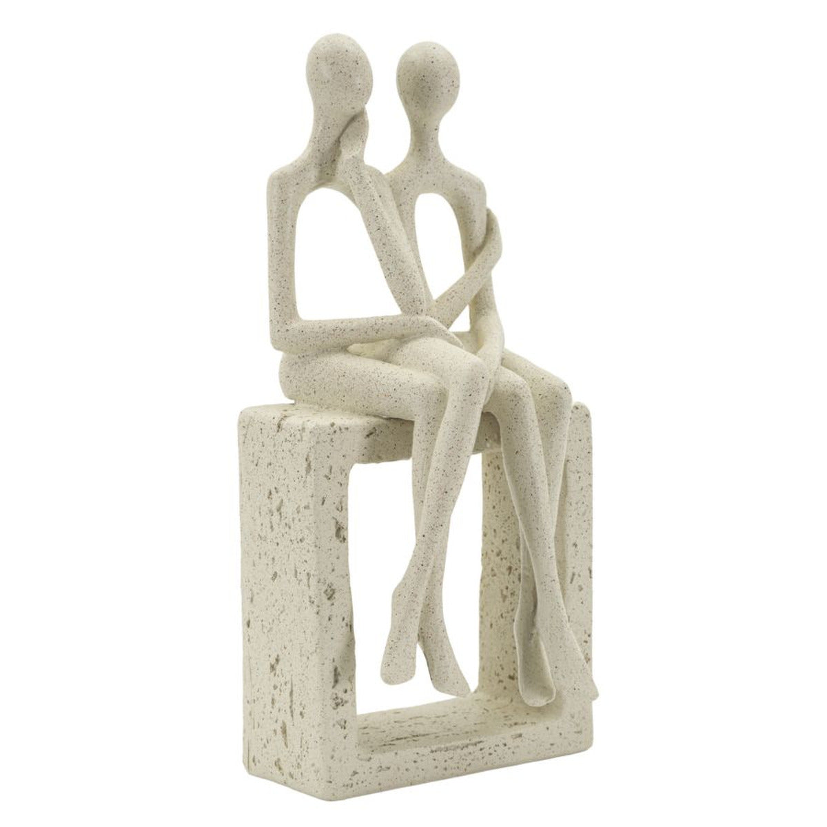 Statuetta Coppia Stons Beige 11,5x9x25 cm in Poliresina