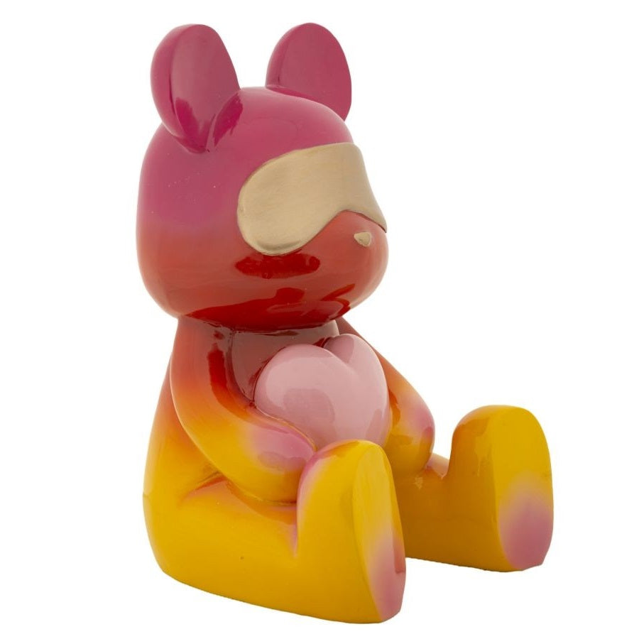 Scultura Orsacchiotto Multicolore in Poliresina Rainbow Design 21,5 x 32 cm