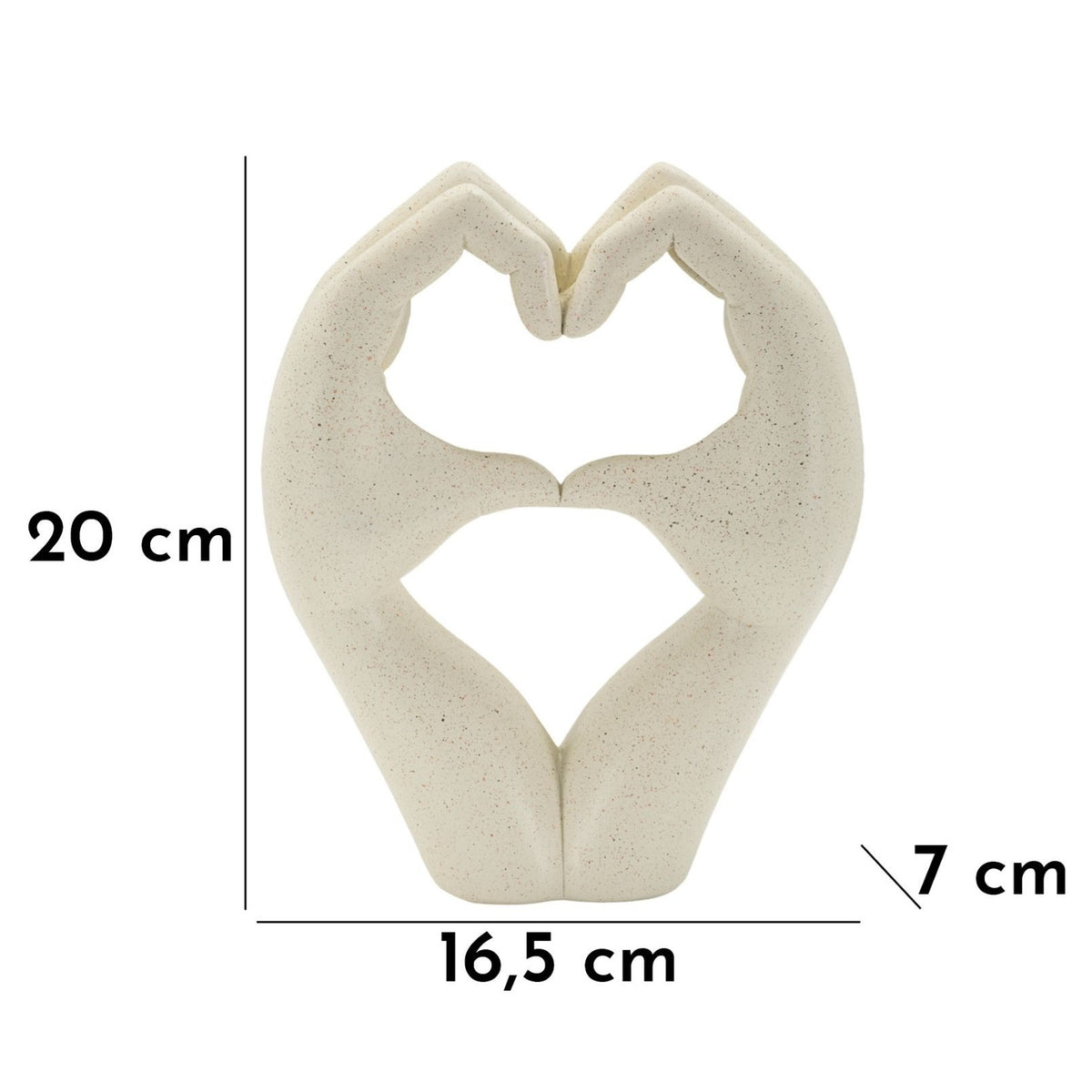 Scultura Love Stons Beige  16,5x7x20cm in Poliresina Mani a Cuore