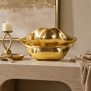 Vaso Decorativo Labbra Mouth Lip Oro in Resina 23 x 8 x H12 cm