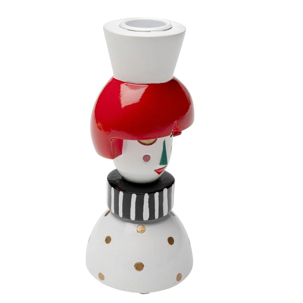 Portacandela Decorativo Dama Madame Dots Colorata 16cm in Poliresina