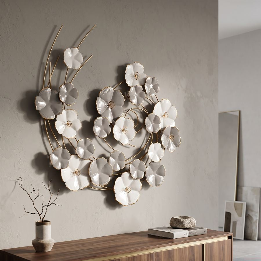 Pannello Decorativo Lotly 63,5x5x67,9 cm in Ferro con Fiori 3D